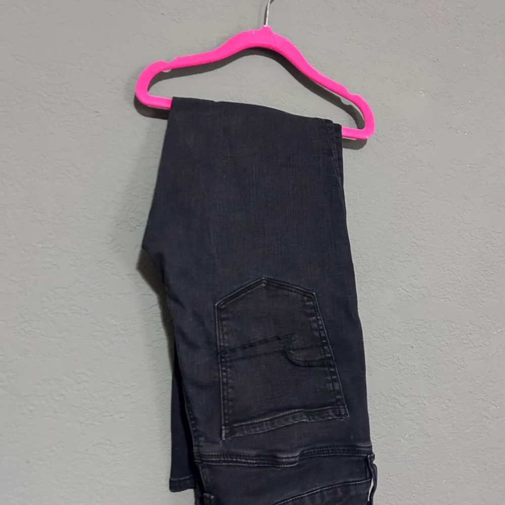 American Eagle Outfitters Black Distressed Full-Length Jeans